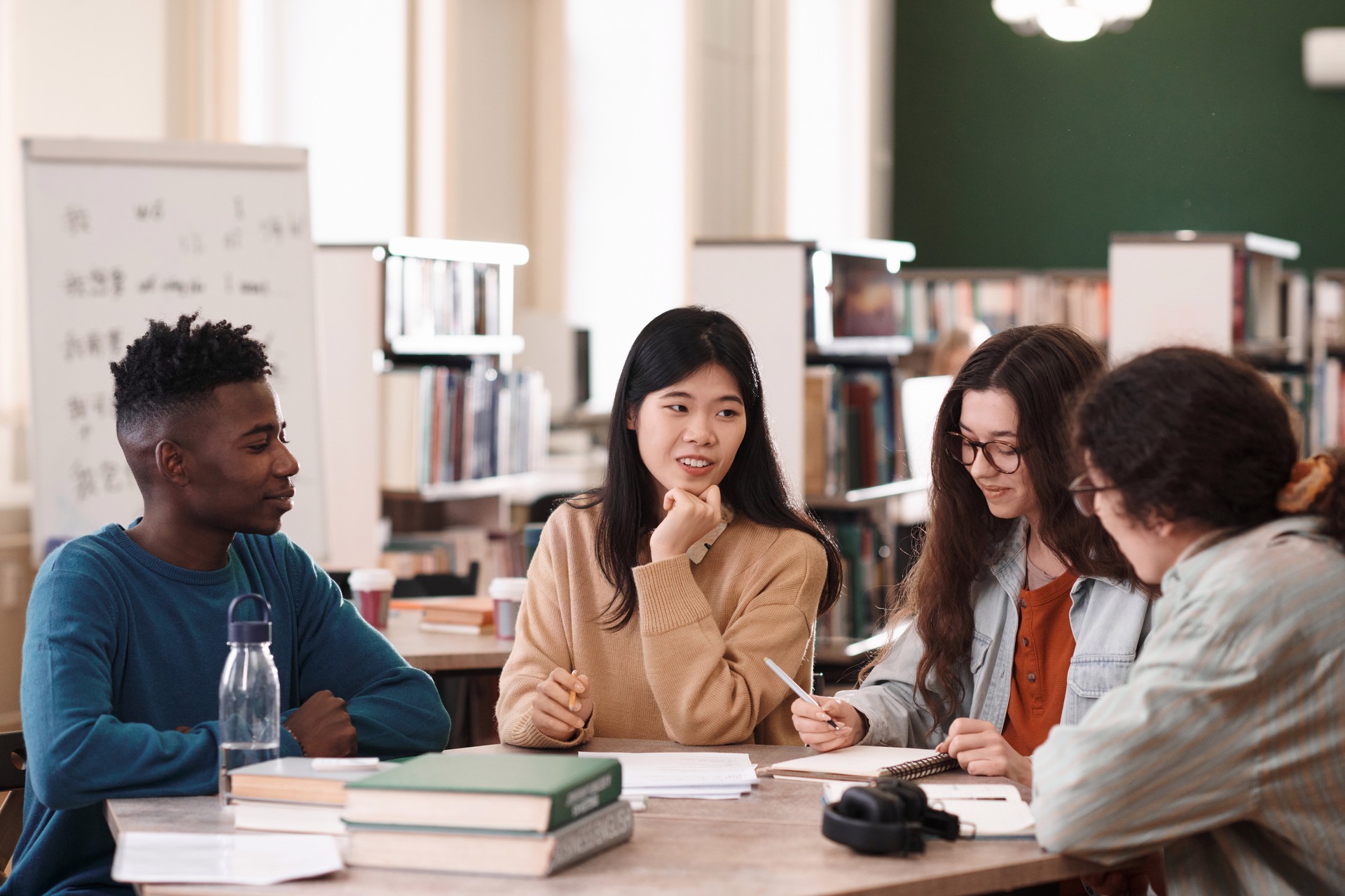 International Group of Students at Table